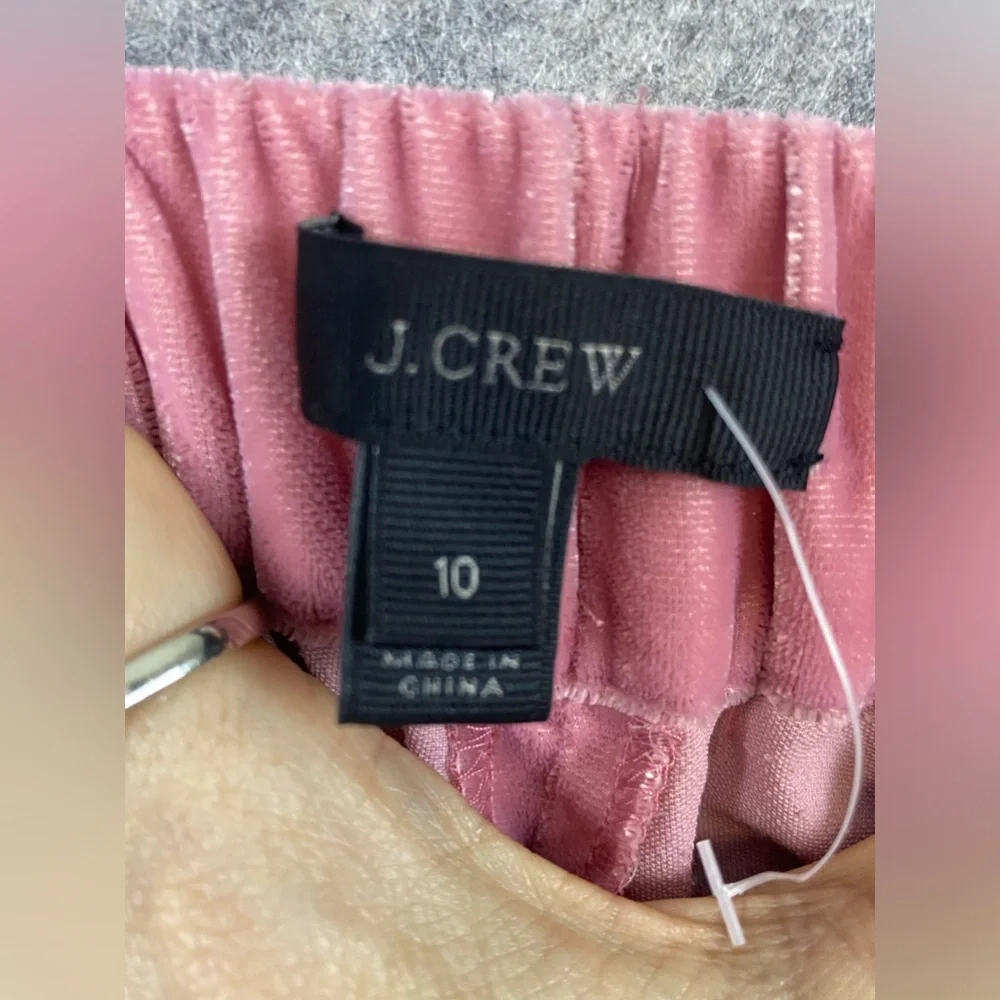 J. Crew Velvet Pants 10‎ Pink High Waist Comfy Casual Loungewear Pockets Pull On